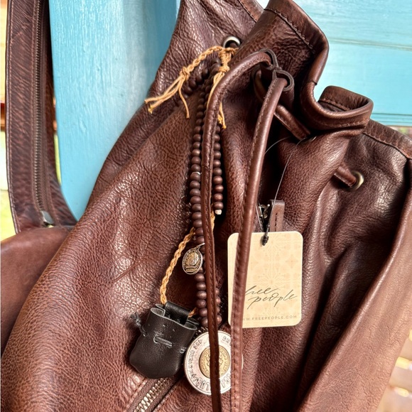 Free People Harlow Leather Bucket Backpack w/Coin & Pouch Bag Charm! - Picture 11 of 16